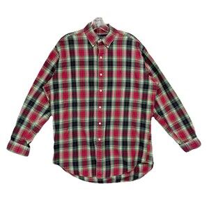 Ralph Lauren Men M Vintage Blake Shirt Button Up Tartan Plaid Holiday Red Green